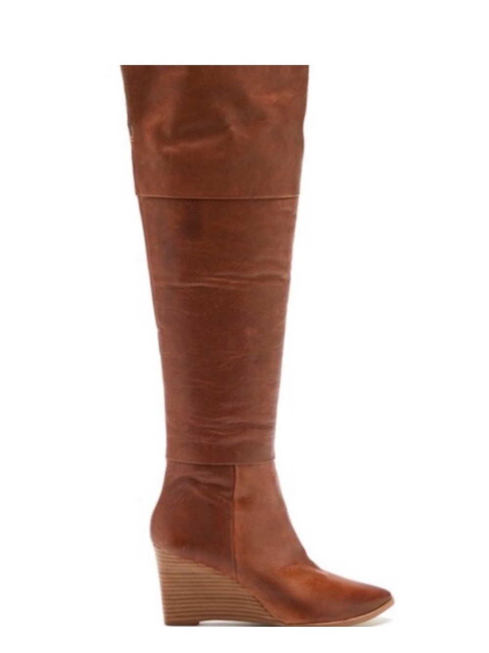 Matisse High Shaft Leather Wedge Boot In Cognac